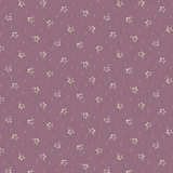 A repeating floral pattern in soft mauve purple with small white flowers and subtle green stems, filling the entire frame.