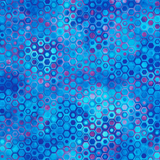 A close-up of a blue and cyan hexagonal honeycomb pattern with pink and purple circular accents.