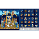 Silent Night Christmas Nativity Advent Calendar Cotton Quilting Fabric Panel