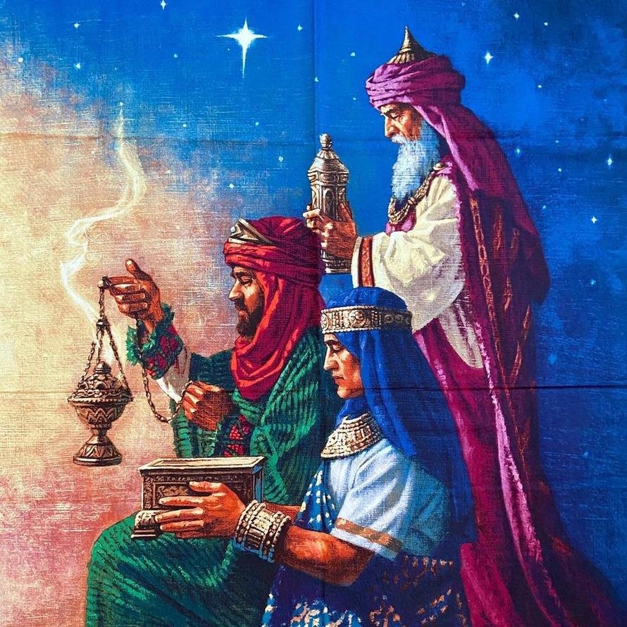 THREE KINGS RARE Extremely Gorgeous Fabric Panel Corbert Gauthier #42859D 35"x 44"