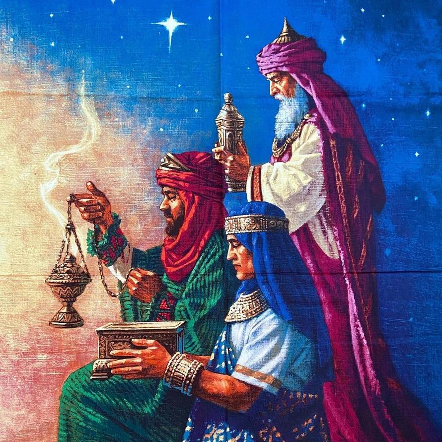 THREE KINGS RARE Extremely Gorgeous Fabric Panel Corbert Gauthier #42859D 35"x 44"