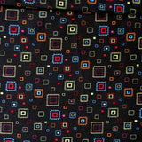 The Gallert Boxes Squares Geometric Multicolor on Black 100% Cotton Fabric WOF 110cm-112cm