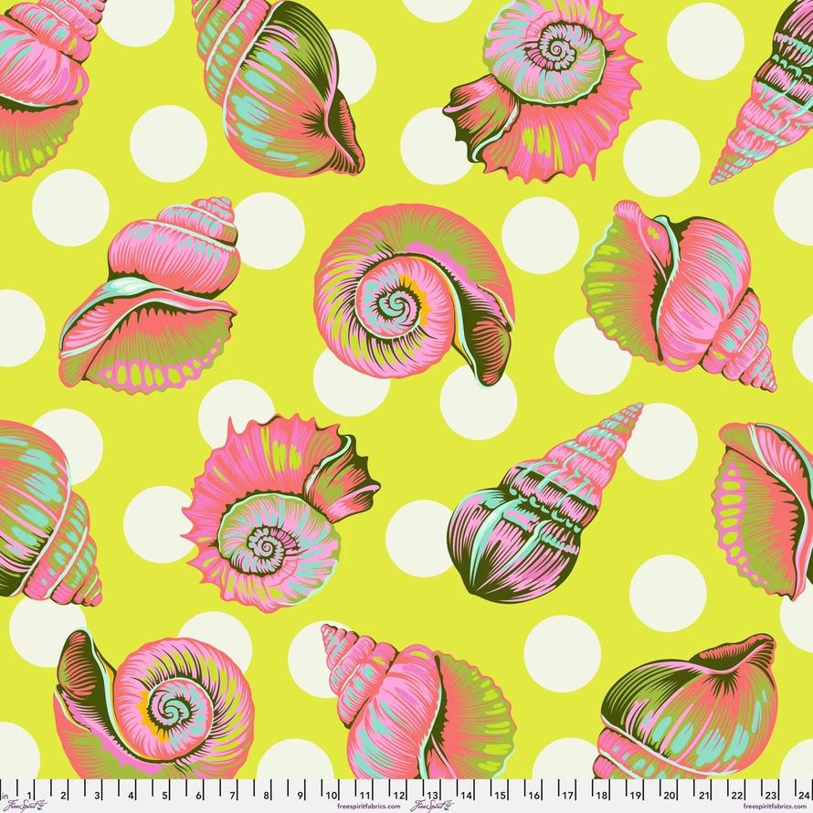 Tula Pink -Floral Reef - Big Shelly in Seagrass - 108" Wideback Fabric (Preorder April/May 2026)