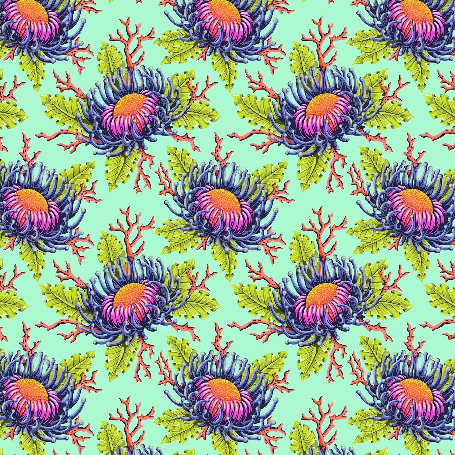Tula Pink Floral Reef – Friends & Anemones – Seafoam (PWTP265)