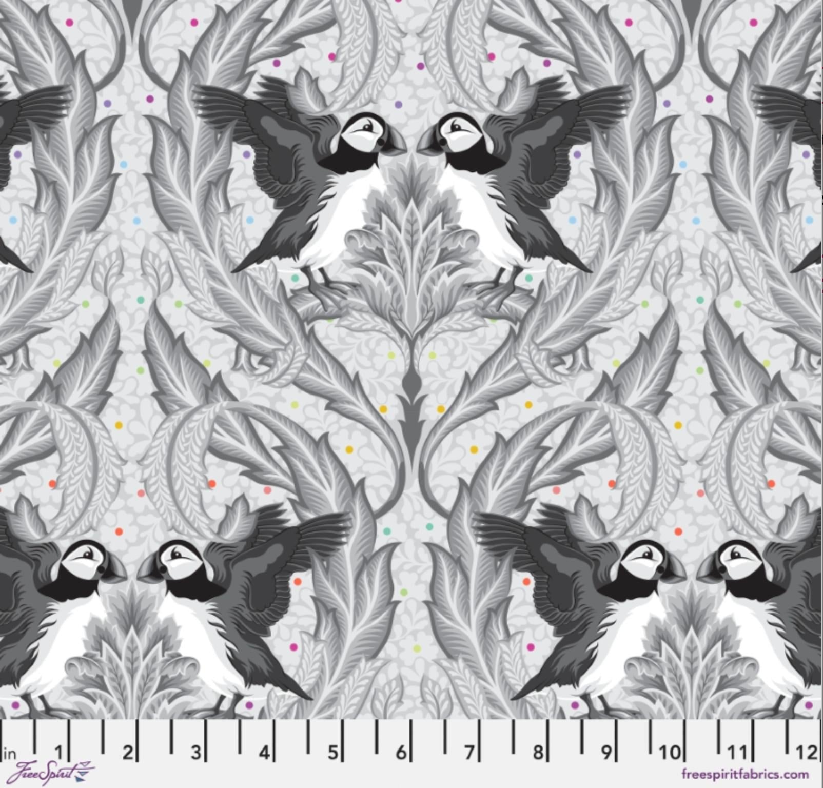 Tula Pink Graywork Huffin and Puffin Whisper PWTP260.WHISPER *** PRE-ORDER - ARRIVING OCTOBER 2025 ***