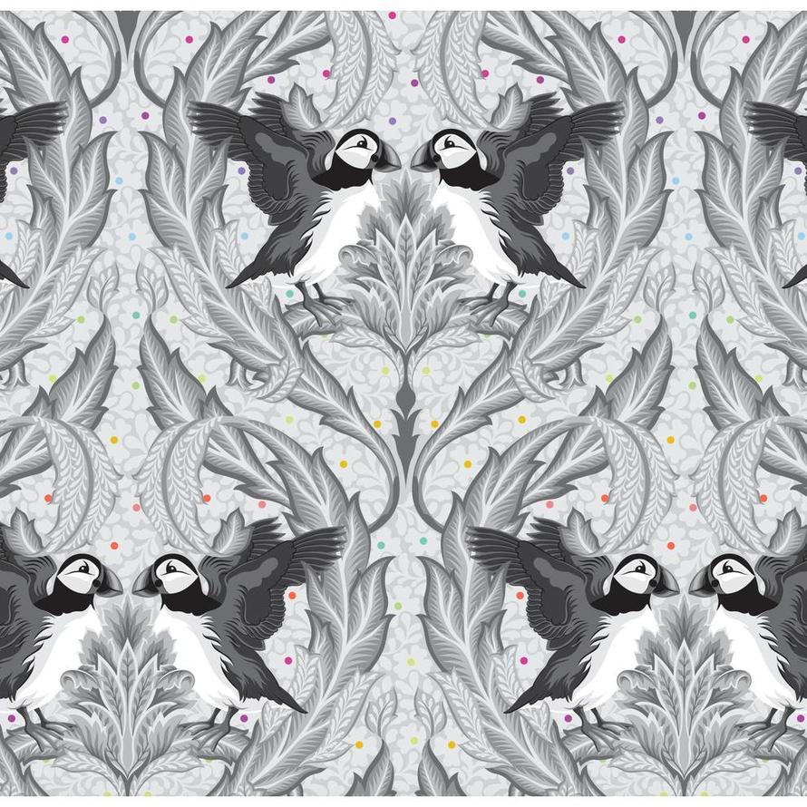 Tula Pink Graywork Huffin and Puffin Whisper PWTP260.WHISPER *** PRE-ORDER - ARRIVING OCTOBER 2025 ***