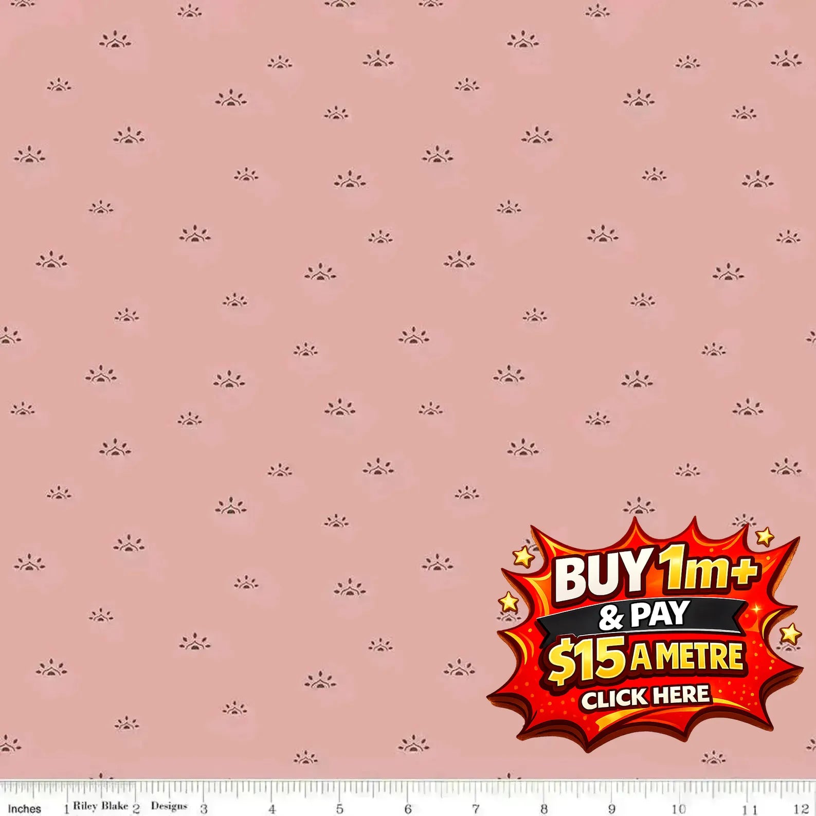 WINGED MEDLEY WOODBLOCK DUSTYROSE C15915 100% Cotton