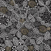 Bush Tucker Black 100% Cotton Fabric WOF 110cm- 112cm