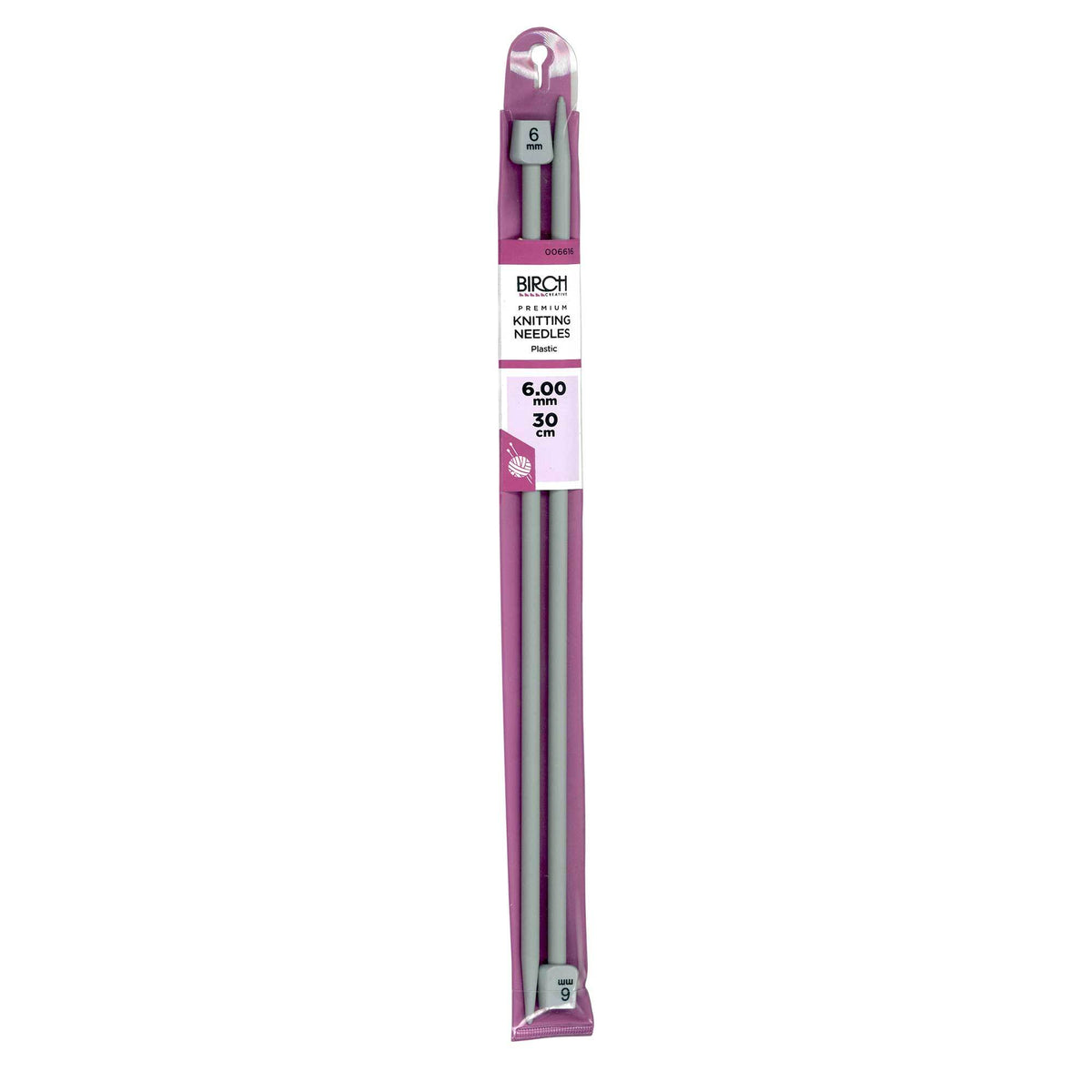 Birch 6.00mm x 30cm Knitting Needles Plastic