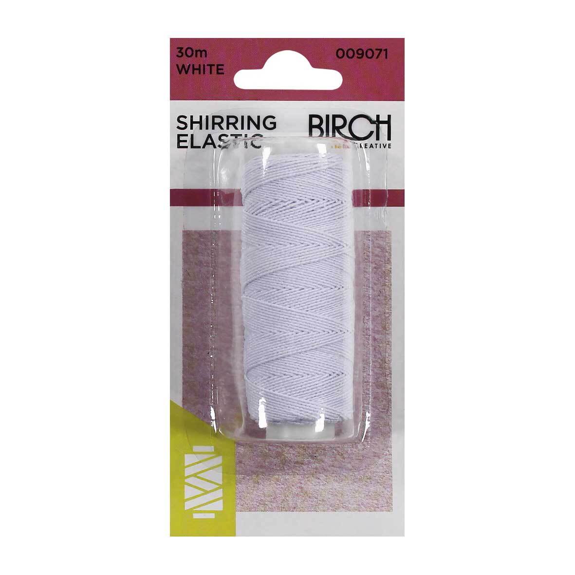 Birch Shirring Elastic Haberdashery White