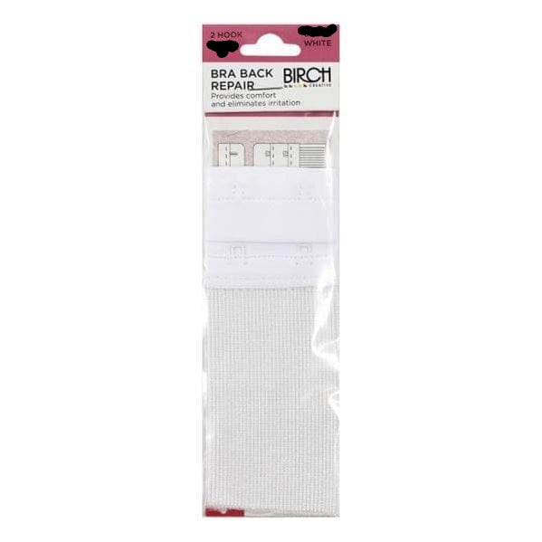 Birch Bra Back Strap Repair - 2 Hook/40mm Haberdashery White