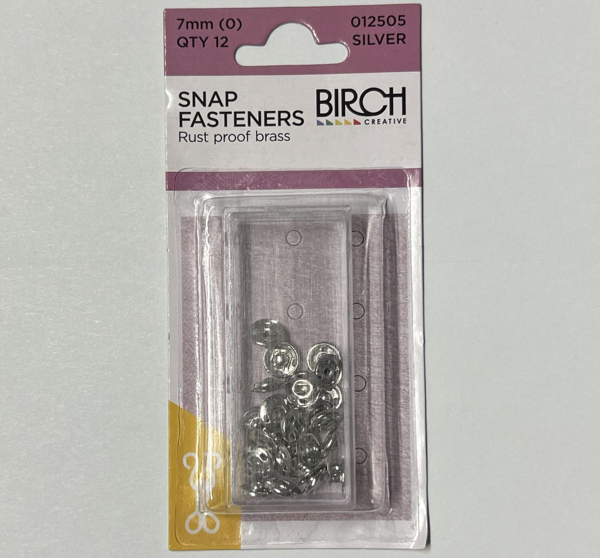 Birch 7mm Press Studs (Snap Fasteners), Grey/Silver Colour, 12 Sets,