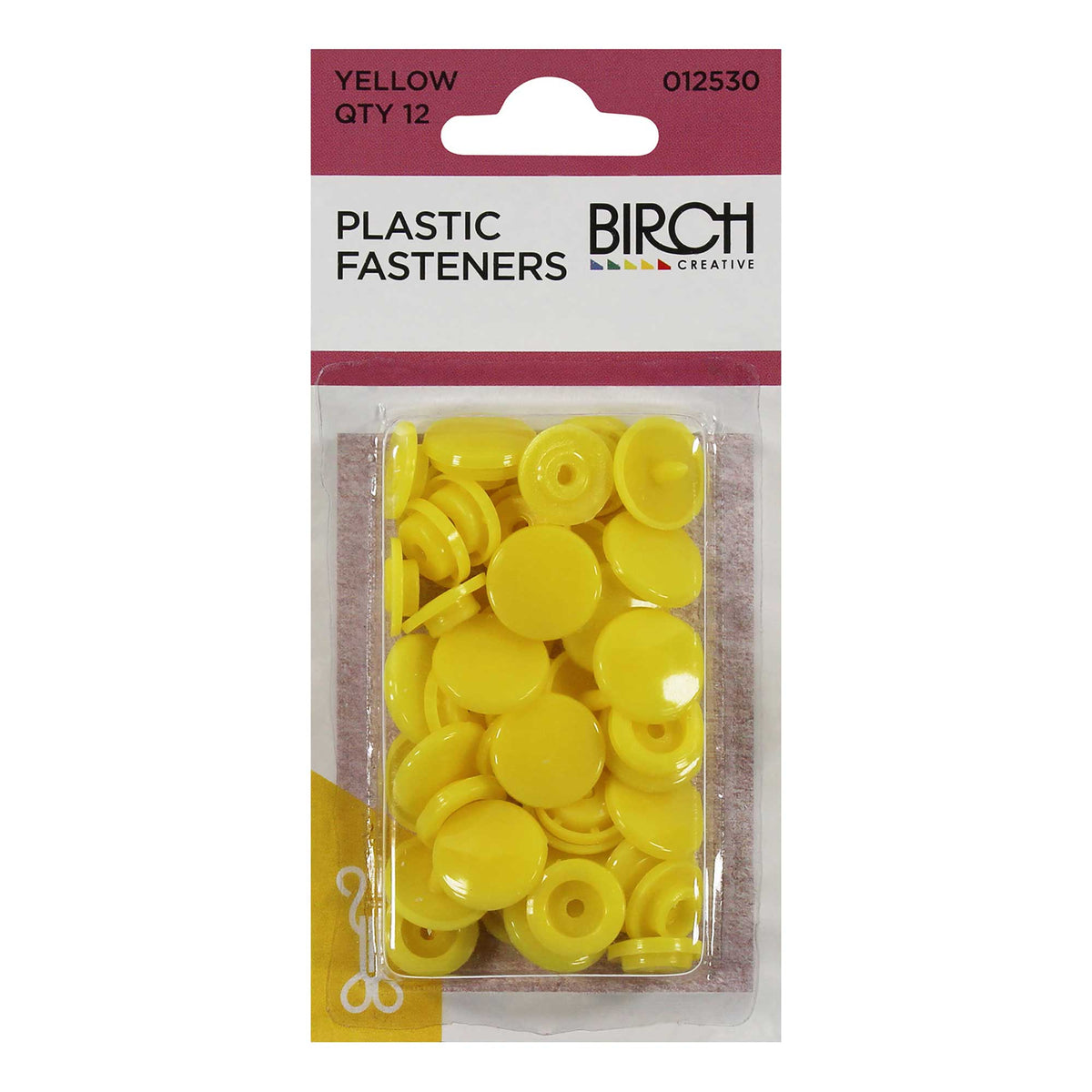 Birch Plastic Fasteners 12 Pack YELLOW