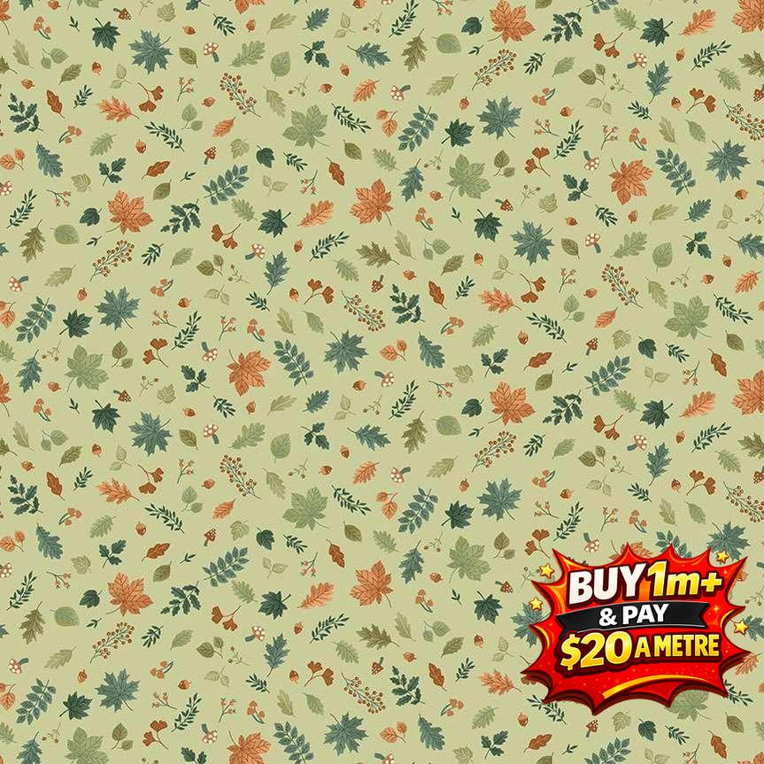Hello Autumn GREEN MU-097-G - 100% Cotton