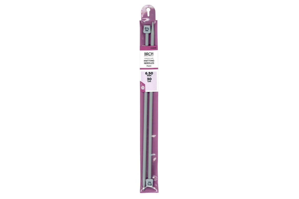 Birch 6.50mm x 30cm Knitting Needles Plastic