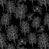 Great Southern Land Grevillea Sketch Black 100% Cotton Fabric WOF 110cm-112cm
