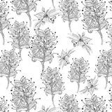 Great Southern Land Grevillea Sketch White, 100% Cotton Fabric WOF 110cm-112cm