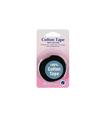 Hemline Cotton Tape 5m x 12mm - Black