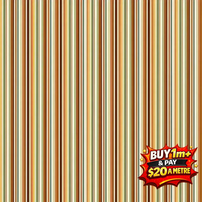 Hello Autumn ~ Cinnamon Stripe ~ MU-102-1 Multi - 100% Cotton