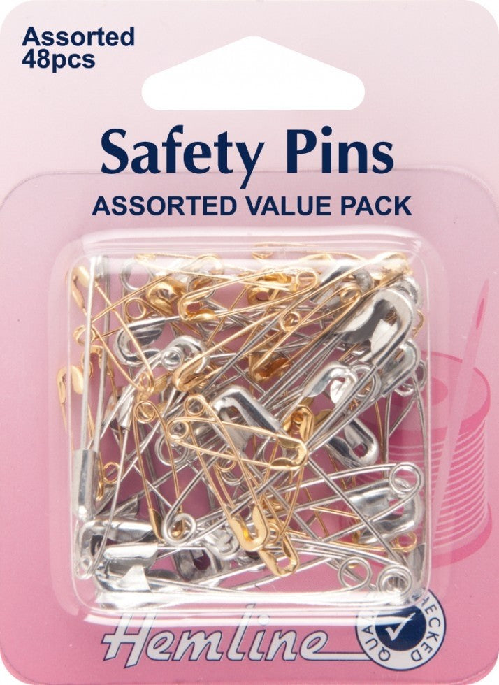 Hemline Safety Pins Brass & Nickel