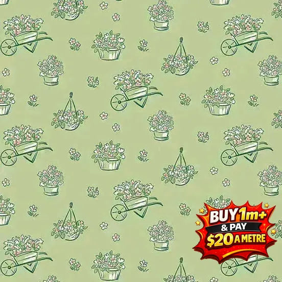 Heartland Dianne Flowers Cucumber A1586G 100% COTTON