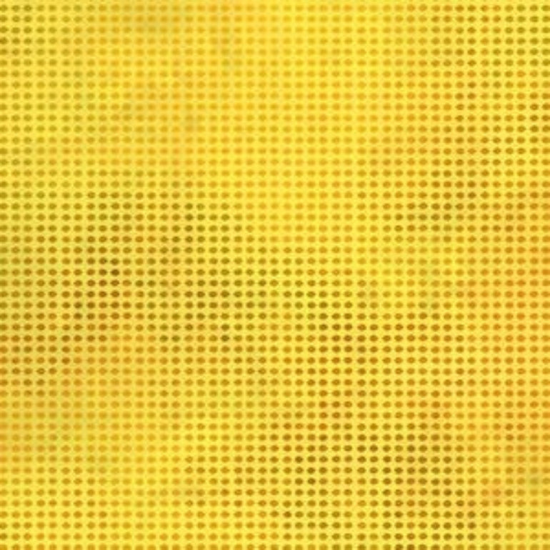 A close-up of a yellow textured surface with a uniform grid of small circular dots, creating a halftone pattern.