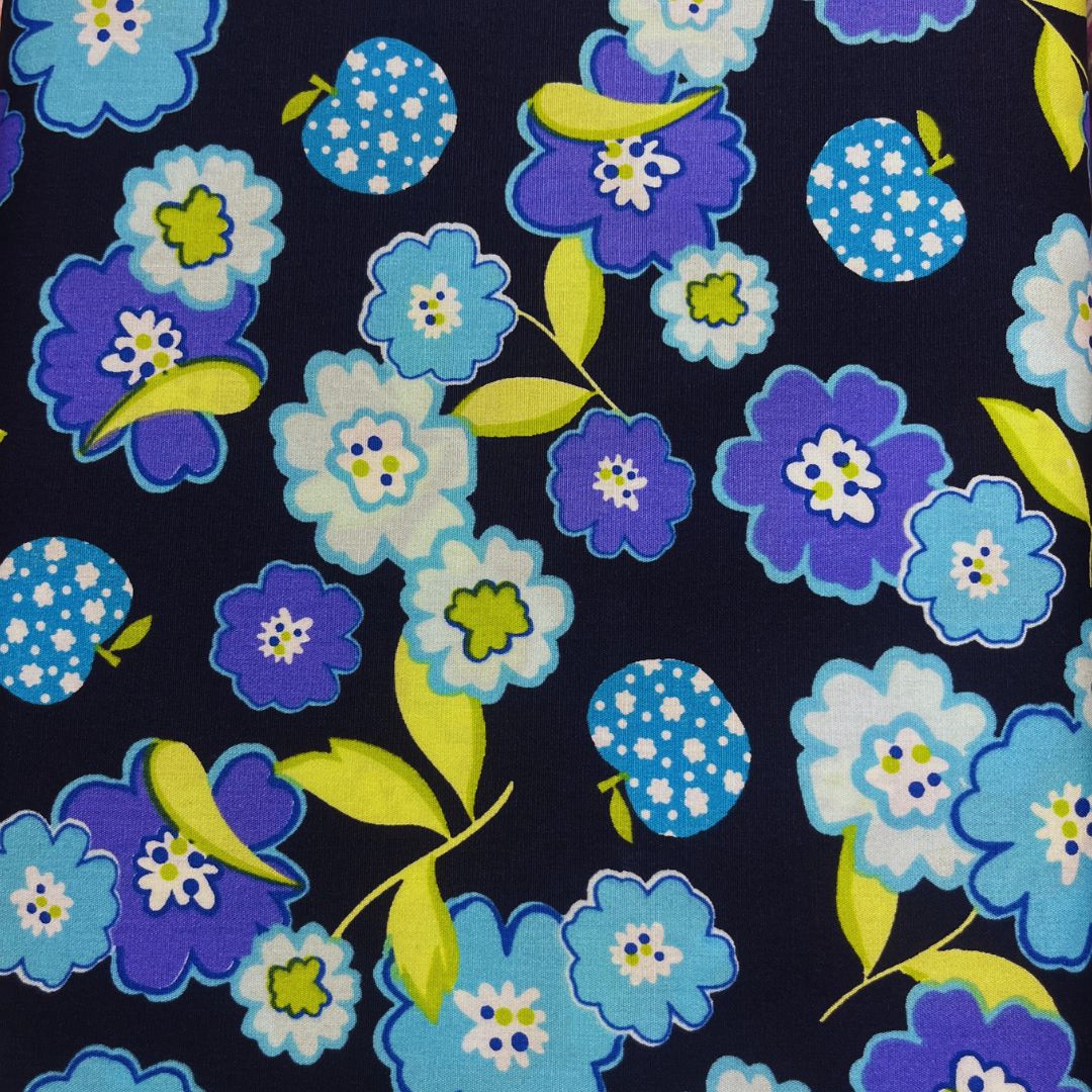 Bright Blue Yellow Cotton Fabric