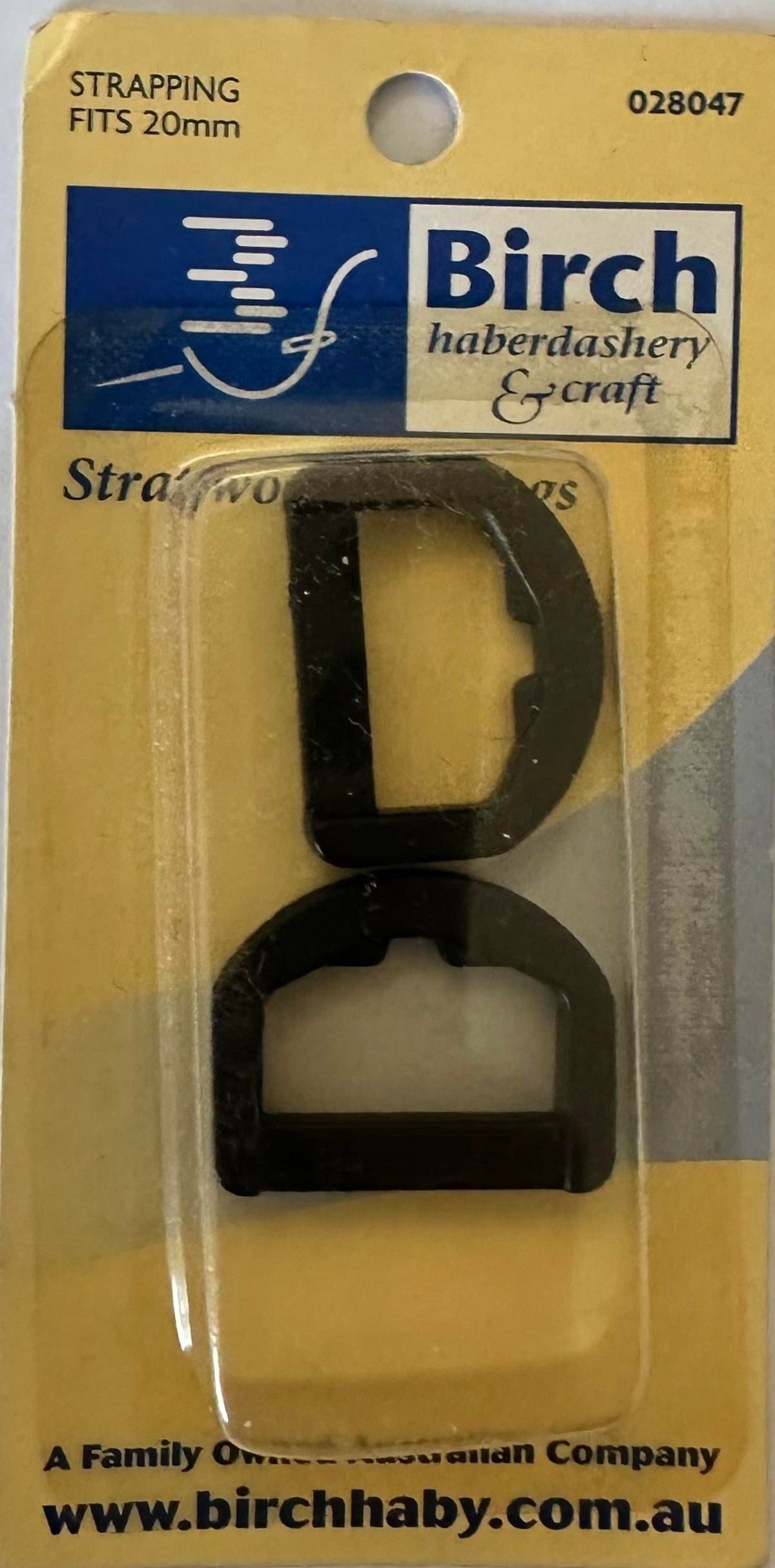Birch – 20mm D Rings – Plastic – 2 pack – Black