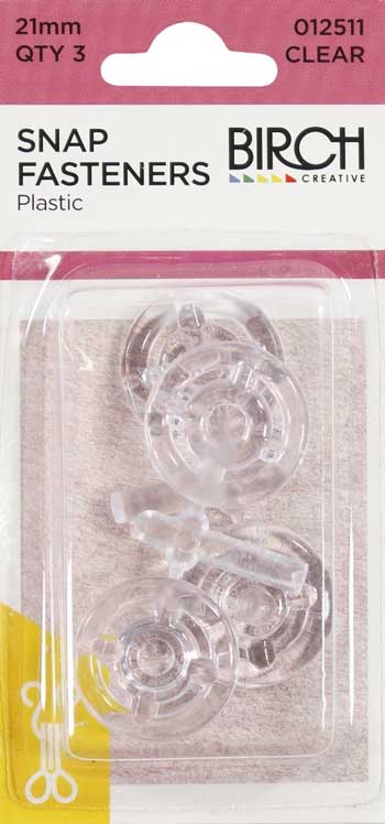 Birch Plastic Press Studs 21mm 3 sets