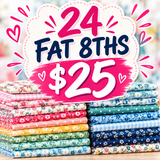 Mystery Fat Eighth Bundle – 24 Different Prints – Quilting Cotton Scrap Pack
