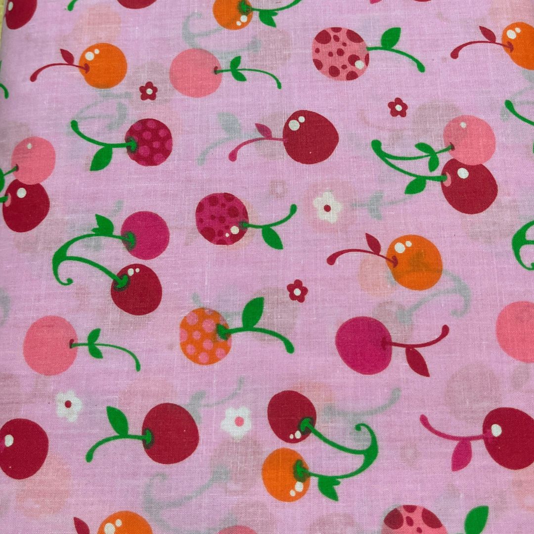 Pink Cherry Fabric Poly Cotton