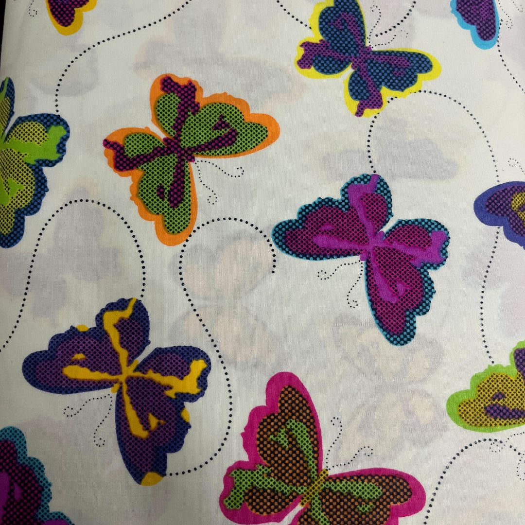 White Butterfly Cotton Fabric