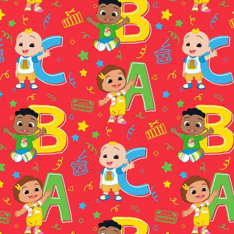 CoComelon ABC RED Cotton Fabric 3014/3012