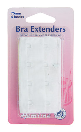 Hemline Bra Extenders White, 75mm / 4 Hooks.