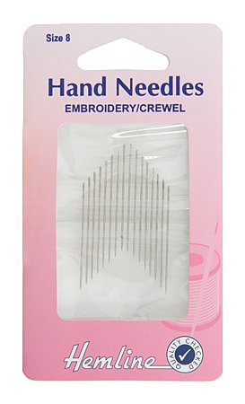 Hemline Embroidery Sewing Needles - Size 8