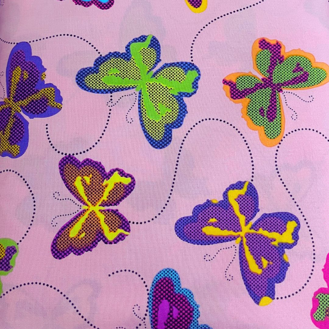 Pale Pink Butterfly Cotton Fabric