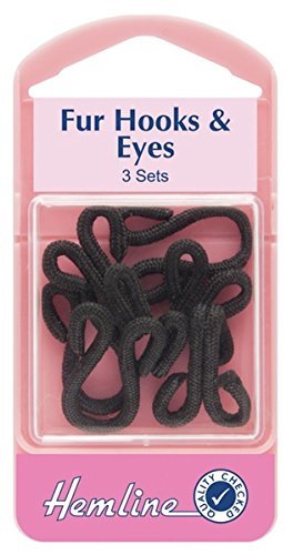 Hemline Fur Hooks & Eyes Black - 3 sets