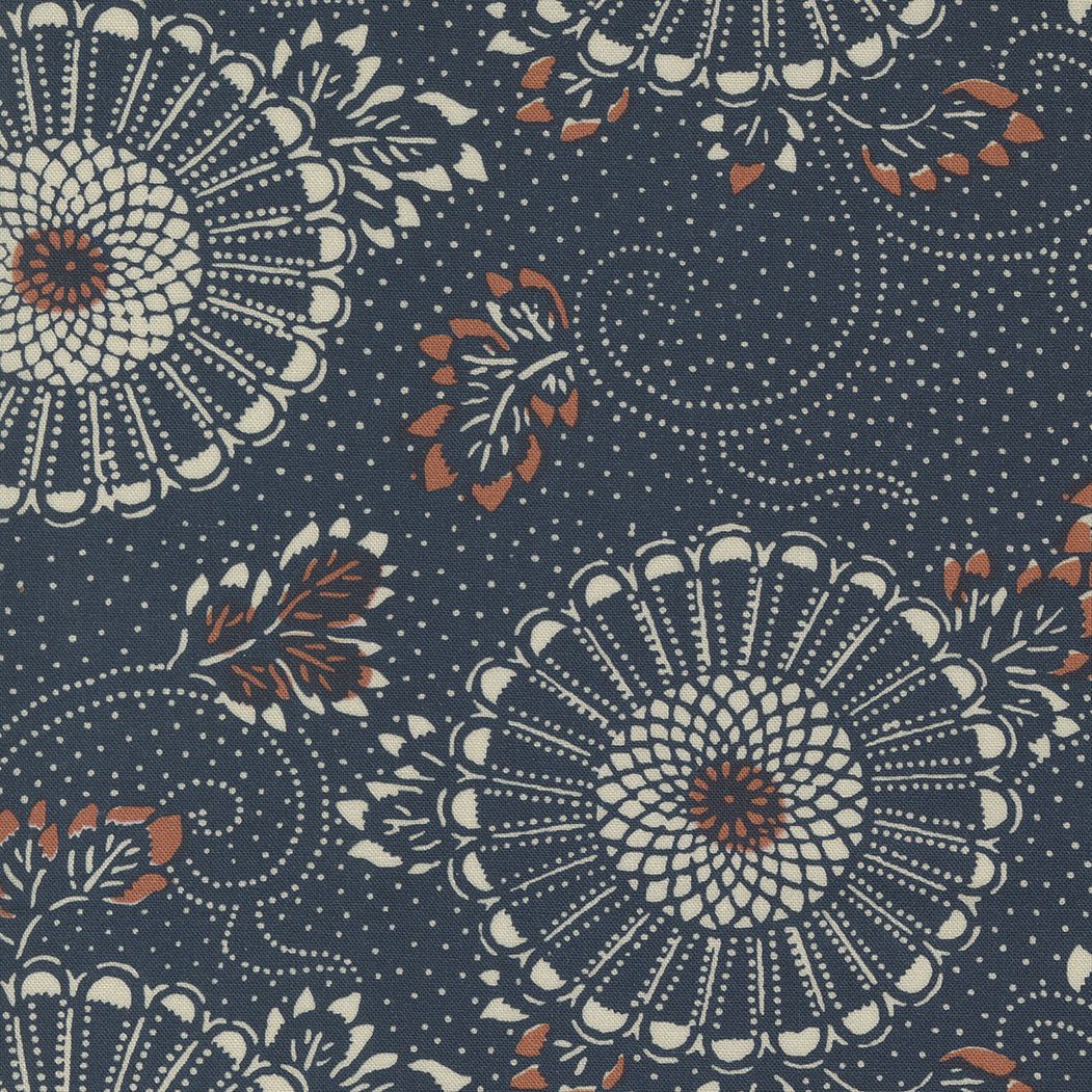 Indigo Blooming M48090 16 100% Cotton Fabric