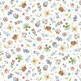 Enchanted Seas  4939-MU  Pirate Toss White Multi  100% Cotton