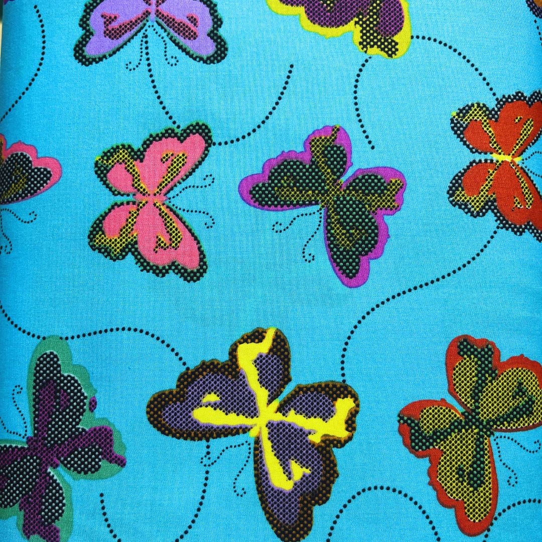 Teal Butterfly Cotton Fabric