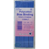 Hemline Polycotton Bias Binding 12mm x 5m, COBALT