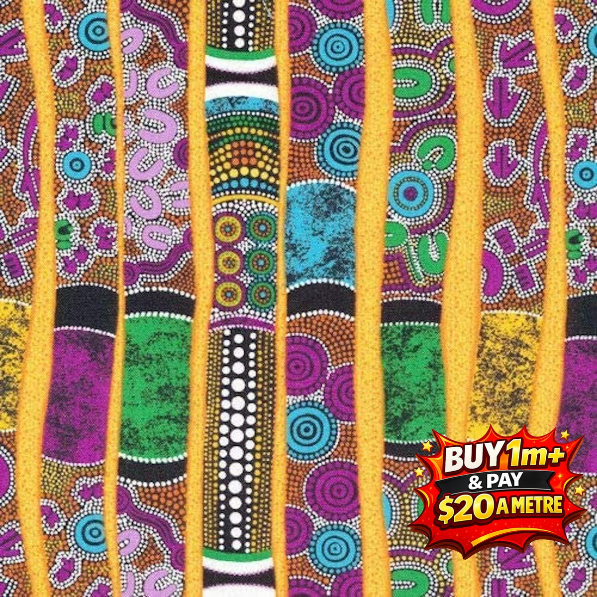 Goanna Walkabout 120-13502 100% Cotton Fabric WOF 110cm- 112cm