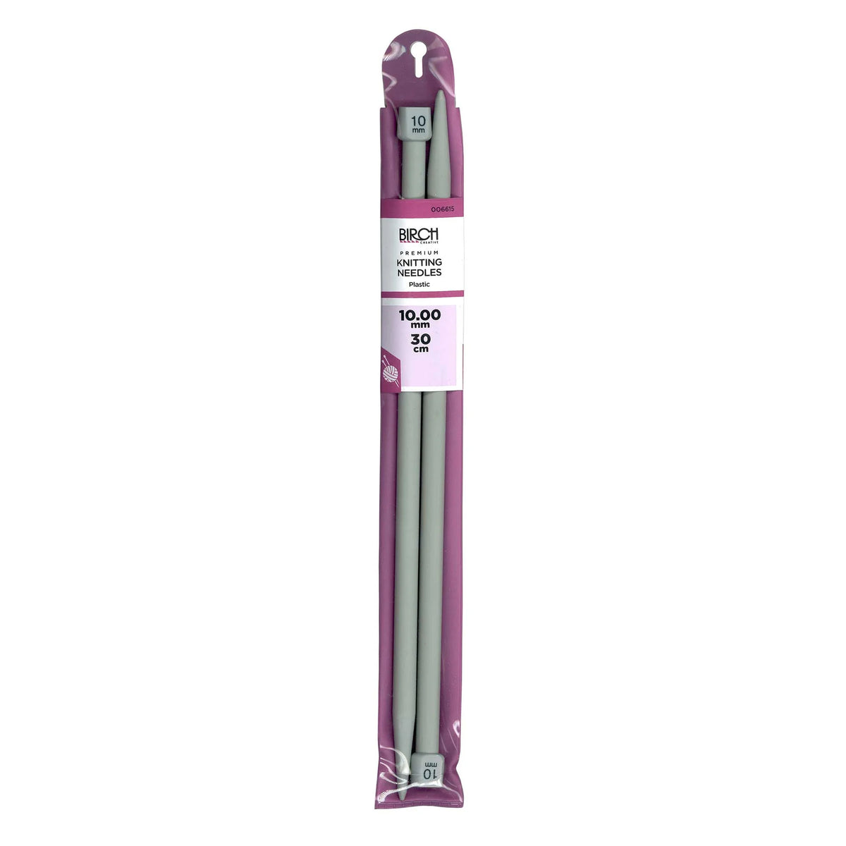 BIRCH KNITTING NEEDLE PREMIUM PLASTIC 30CM 10.00mm