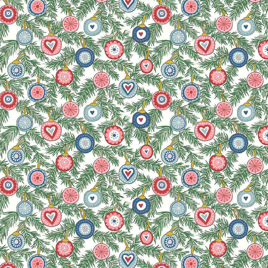 LIBERTY FABRICS A WOODLAND CHRISTMAS-FESTIVE BAUBLES 6024A 100% Cotton Fabric
