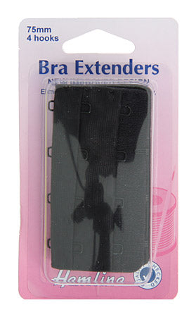 Hemline Bra Extenders Black, 75mm / 4 Hooks.