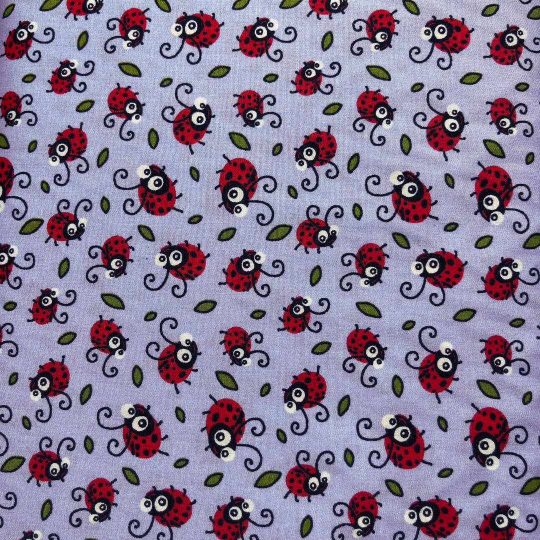 Purple Lady Bird Cotton Fabric