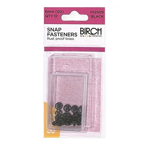 Birch Snap Fasteners Press Studs 6mm Black