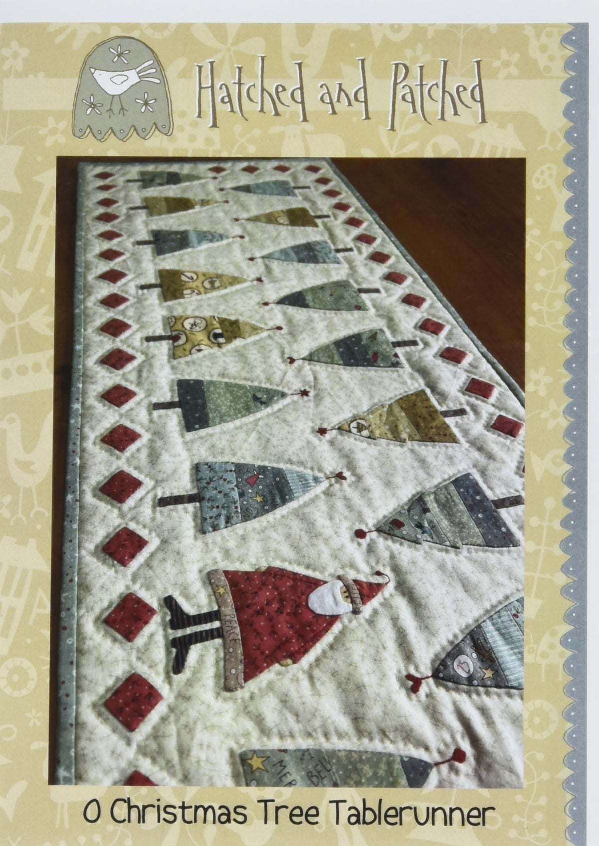 Hatched and Patched O Christmas Tree Table Runner Pattern