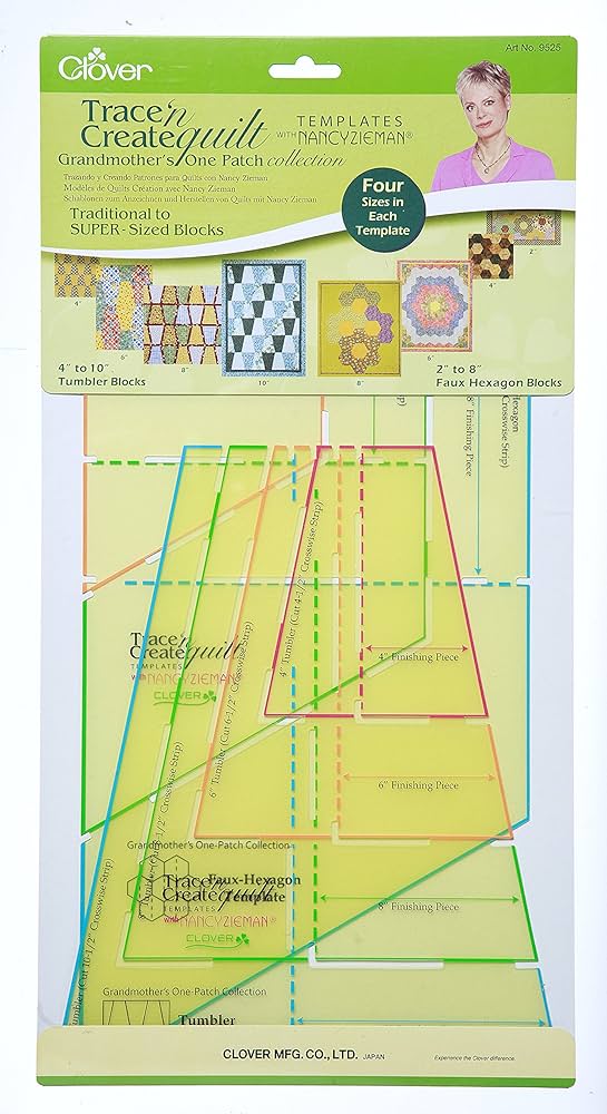 Clover 9525- Trace 'n Create Quilt Template Grandmother's one Patch