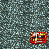 A1382T Dahlia fabric with small teal and light blue floral pattern on a dark background.